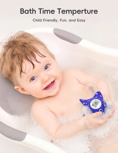 Miniatura 2 de b&h Termómetro de baño para bebé, termómetro digital de lectura instantánea para bañera y habitación de bebés, mide la temperatura del agua
