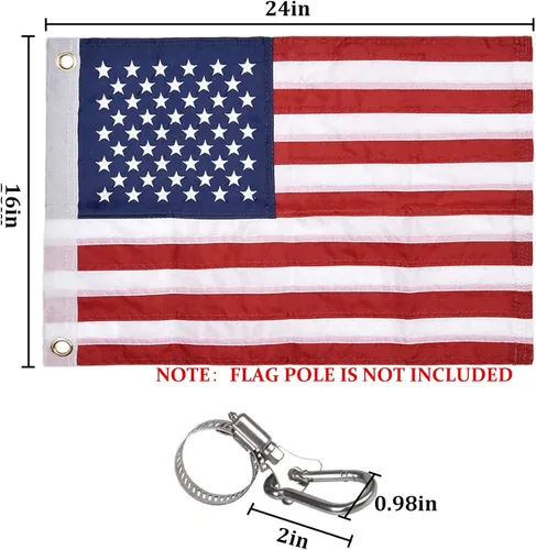 Miniatura 6 de Bandera de barco marina universal con 4 kits de mástil de bandera de barco Bandera de EE. UU. con 50 estrellas bordadas Bandera de barco americana 1