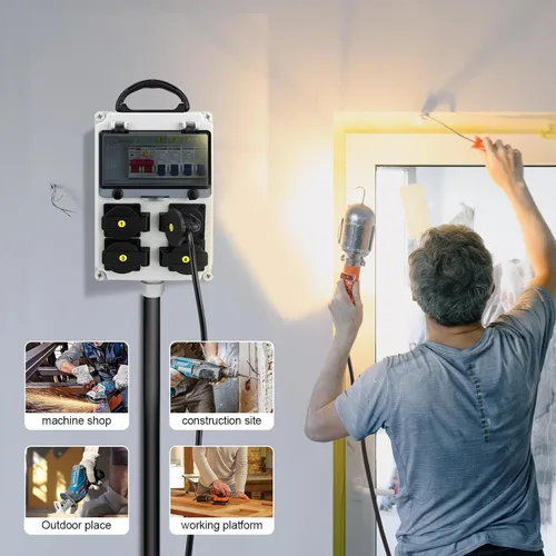 Miniatura 7 de Caja de Distribución de Energía, Caja Eléctrica con Medidor de Electricidad 110V y Panel de Salida de Energía NEMA 5-20, Caja de Distribución