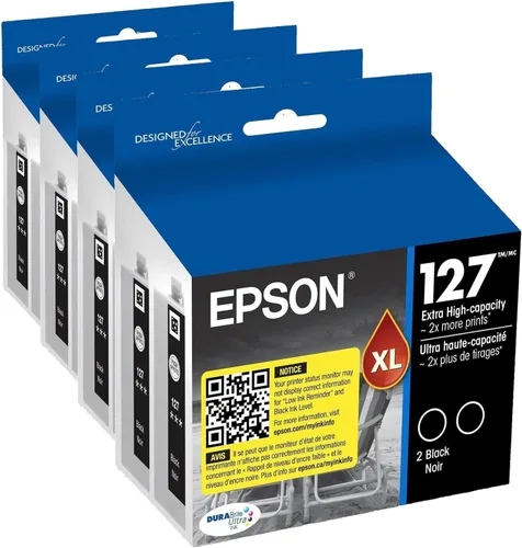 Epson 127 DURABrite Ultra Ink Black Paquete de cartuchos dobles para NX-530, NX-625, WF-3520, WF-3530, WF-3540, WF-545, WF-60, WF-630, WF-633,