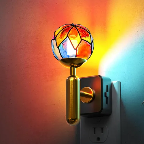 L LOHAS LED Luz Nocturna con Atenuación Sin Escalones del 0-100%, Luz Nocturna de Vidrio Manchado Enchufable con Sensor de Anochecer a Amanecer, Luz