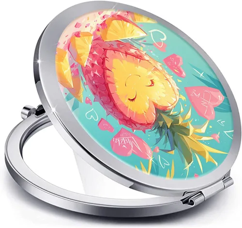 Miniatura 29 de Espejo compacto para mujeres, mini espejo redondo de maquillaje de viaje de bolsillo, bonito espejo de bolsillo plegable portátil pequeño para Flor