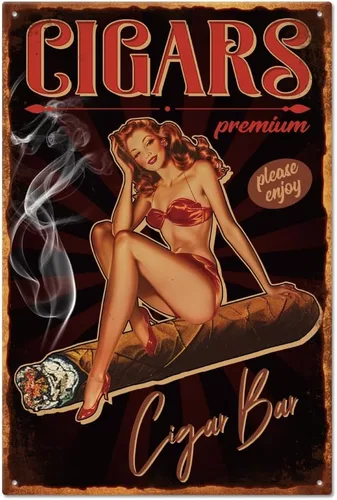 Miniatura 15 de GLOBLELAND Letrero Vintage de Dama Pin Up de Metal de Hojalata de 8×12 Pulgadas Letrero Retro Gracioso de Hojalata para Bar, Parrilla, Puerta