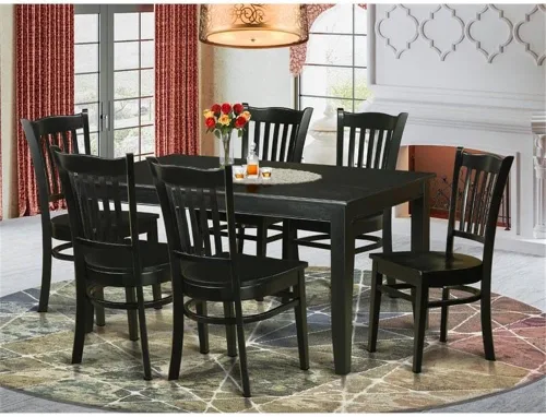 Miniatura 2 de East West Furniture DUGR7-BLK-W - Juego de mesa de cocina de 7 piezas que consta de una mesa de comedor rectangular y 6 sillas de comedor, 36 x 60
