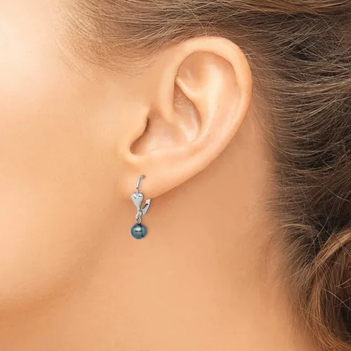 Miniatura 3 de Aretes colgantes de plata de ley 925 de 0.256 in, con perlas cultivadas de agua dulce, color negro, medidas de 1.024 x 0.236 in de ancho, regalos