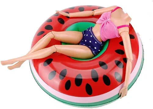 Miniatura 6 de E-TING 5 unidades de anillo de natación al azar divertido flotador de piscina balsa Lilo salvavidas para muñecas de 11.5 pulgadas inflables