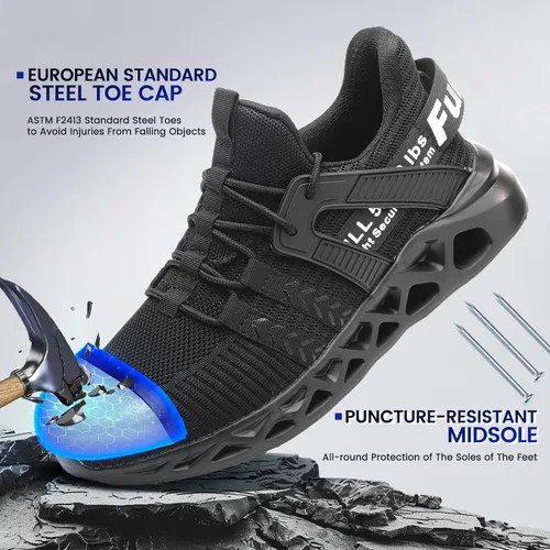 Miniatura 52 de Furuian - Tenis con punta de acero para hombres y mujeres, zapatos de seguridad ligeros, cómodos, a prueba de pinchazos, zapatos de trabajo
