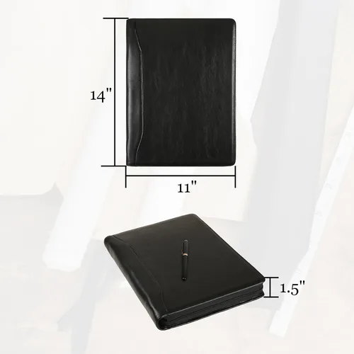 Miniatura 3 de Cartera de piel auténtica, carpeta de 3 anillas, organizador de padfolio de 11 x 14 pulgadas, carpeta profesional de negocios para hombres y mujeres