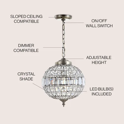 Miniatura 3 de JONATHAN Y Lámpara colgante LED moderna de latón antiguo de 12 pulgadas para cocina, pantalla de cristal transparente, lámpara de techo colgante