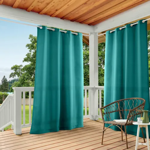 Miniatura 28 de TOWN & COUNTRY BASICS Cabana Cortinas Sólidas de Peso Pesado para Interiores y Exteriores, Opacidad de Filtrado de Luz con Ojales en la Parte Verde