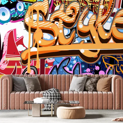Miniatura 3 de SIGNFORD - Papel tapiz de colorido diseño de graffiti, removible para dormitorio o sala de estar, 100 x 144 pulgadas Graffitis-1911-m04