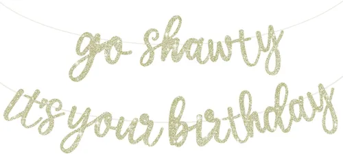 Miniatura 34 de BEISHIDA Cartel con texto en inglés «Go Shawty It's Your Birthday» con texto en inglés «No DIY Hip Hop» con tema de feliz cumpleaños, cartel de Rojo