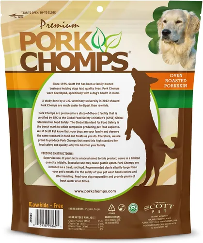 Miniatura 7 de Pork Chomps Masticables de piel de cerdo asada para perros, formas de oreja de 5 pulgadas, 1.6 onzas (paquete de 1)