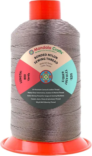 Miniatura 18 de Mandala Crafts - Hilo de nailon para coser cuero, tapicería, mezclilla y para trenzar el pelo; resistente, 1500 yardas, tamaño 69 T70 Marrón