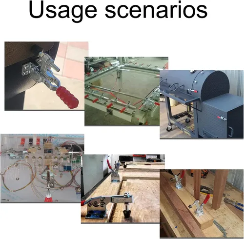 Miniatura 6 de Juego de 2 abrazaderas de émbolo con placa base de brida, capacidad de sujeción de 500 libras para caja de herramientas, puerta, caja, maletero
