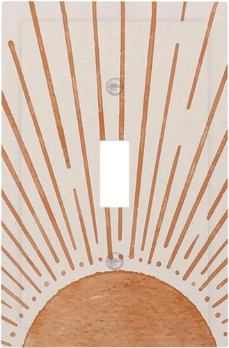 Miniatura 58 de Placa de pared eléctrica de 1 gang sin dispositivo en blanco, bohemio naranja vintage años 70 60s beige amanecer puesta de sol mediados de siglo