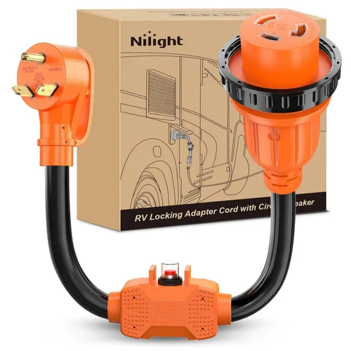 Miniatura 29 de Nilight - 50033R Adaptador de enchufe RV de 18 pulgadas, 50 amperios a 30 amperios, adaptador eléctrico de Dogbone de alta resistencia con mango 115G
