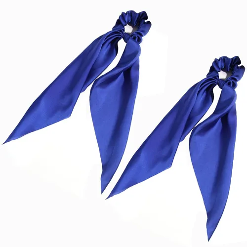 Miniatura 25 de Coleteros para el cabello para mujer, bufanda LFOUVRE Scrunchies, 2 piezas de bufandas anudadas para niñas, bufanda de satén sedoso, banda elástica