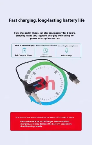 Miniatura 2 de Receptor Bluetooth 5.0 Receptor de audio inalámbrico, conector AUX de 0.138 in de audio para automóvil/auriculares con cable/sistema estéreo