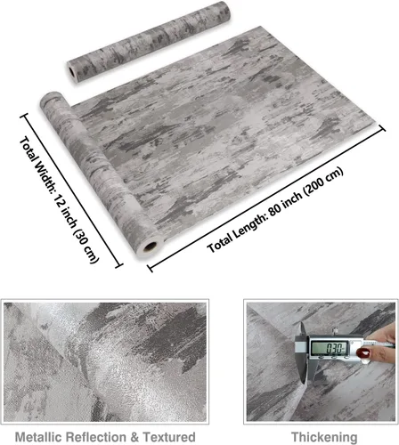 Miniatura 8 de CRE8TIVE Papel tapiz de hormigón gris manchado, papel tapiz texturizado de cemento, autoadhesivo y extraíble, extraíble, papel de contacto