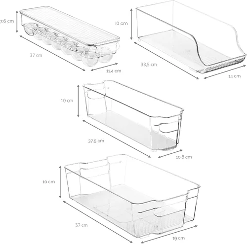 Miniatura 7 de Sorbus - Contenedores para refrigerador y congelador, organizador de refrigerador, contenedores de almacenamiento de alimentos apilables