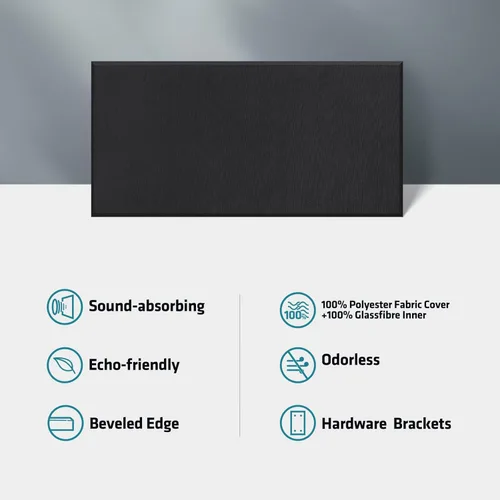 Miniatura 5 de Panel de pared de fibra de vidrio de 23.62 x 11.81 x 2 pulgadas, paquete de 4 paneles acústicos, paneles acústicos absorbentes de sonido para Negro