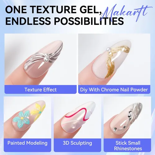 Miniatura 2 de Makartt Arte de Uñas en Gel 3D: Gel de Escultura 3D para Arte de Uñas, Polvo de Uñas Cromado Espejo, Esmaltes en Gel, Tallado, Pintura Metálica 3D
