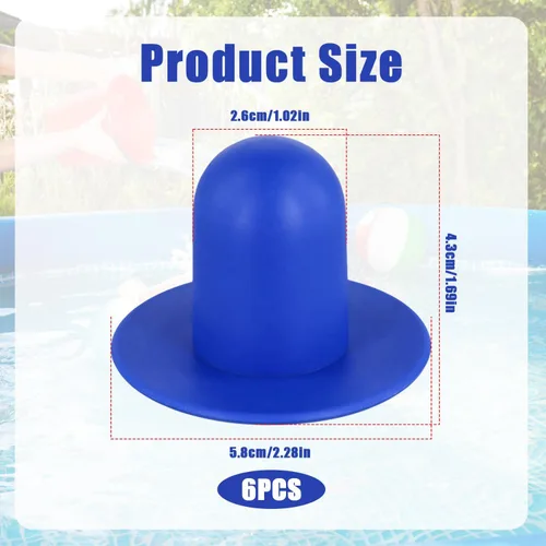 Miniatura 2 de Tinoaly 6 tapones de piscina para piscina sobre el suelo, tapón de orificio de filtro de bomba de goma, tapones de pared para piscinas, repuesto Azul