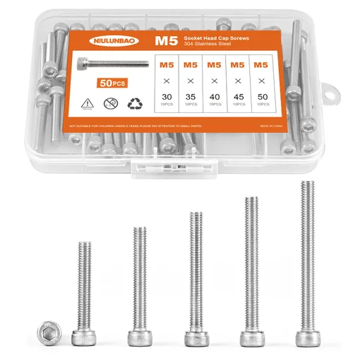 Miniatura 28 de Tornillos de cabeza hexagonal M3 x 0.157 in, 0.236 in, 0.315 in, 0.394 in, 0.472 in, acero inoxidable 304, máquina métrica totalmente roscada