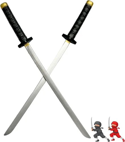 Miniatura 4 de Set de dos espadas de samurái de Japón de 26 1/2 pulgadas de espuma Pu, espada ninja Katana de anime, para jugar, esgrima, diversión, cumpleaños