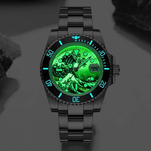 Miniatura 3 de ADDIESDIVE Reloj de buceo automático estéril para hombres Surf Dial pulsera de acero inoxidable MY-H3-2