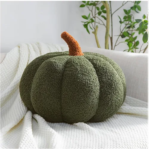 Almohadas con forma de calabaza otoñal, suave almohada de calabaza de Halloween para decoración de fiesta, sofá, dormitorio, sala de juegos, Verde