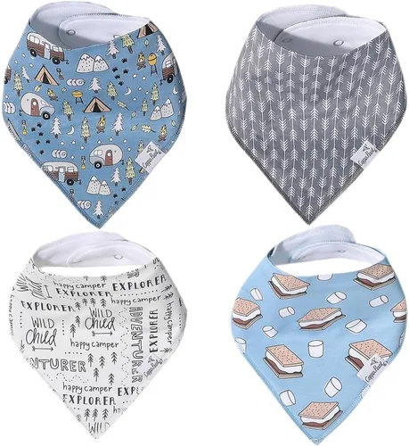 Miniatura 22 de Copper Pearl Baby Bibs 4 Pack, Printed Bandana Drool Bibs for Baby Girl & Boy, Soft Cotton Drooling Teething Bibs Claire