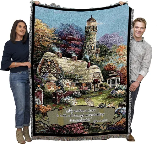 Miniatura 12 de Pure Country Weavers Great is Thy Faithfulness Blanket - Escrituras - Lamentaciones 3:23 - Tapiz cuadrado para regalo de regazo tejido de algodón