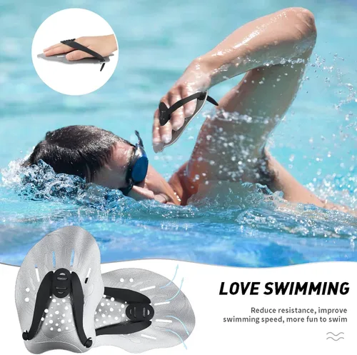 Miniatura 6 de Raquetas de natación para manos, paletas de mano de entrenamiento de natación con correas ajustables, paletas de natación para adultos y niños