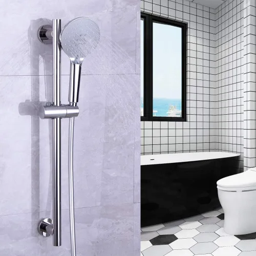 Miniatura 3 de Barra de diapositiva de ducha con tres funciones de masaje de mano cabezal de ducha ajustable SUS 304 acero inoxidable pulido D500011C Cromado