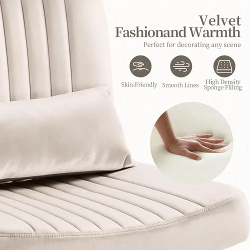 Miniatura 9 de Silla de oficina de terciopelo, silla cruzada de lujo con ruedas, cómoda silla de escritorio con patas cruzadas para oficina en casa, silla de Beige