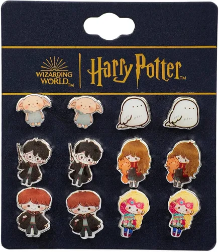 Miniatura 2 de Harry Potter Chibi - Juego de 6 aretes de tuerca para disfraz Zinc No es una piedra preciosa