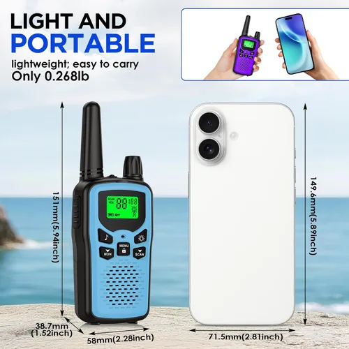 Miniatura 3 de Walkie Talkies para adultos de largo alcance, walkie talkies recargables con 22 canales FRS, radios bidireccionales con linterna LED