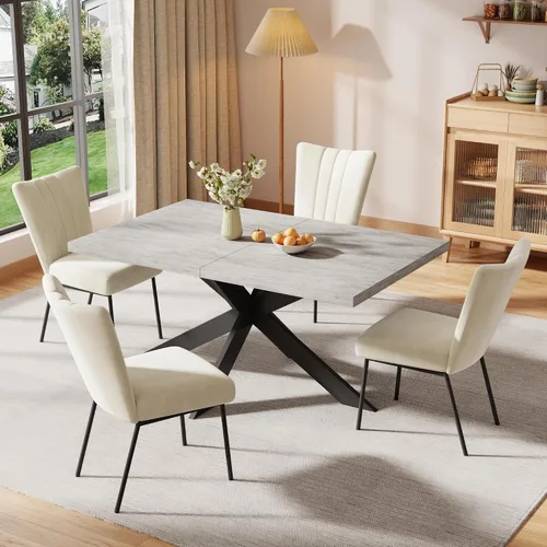 Miniatura 18 de ZckyCine Silla de comedor de piel sintética, silla de sala de estar, moderna silla auxiliar sin brazos de cocina con patas de metal