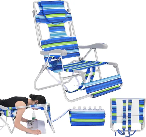Miniatura 24 de Mochila acolchada de alta resistencia para adultos con reposapiés y bolsa enfriadora Coloque plana, 5 posiciones reclinables Bolsa térmica