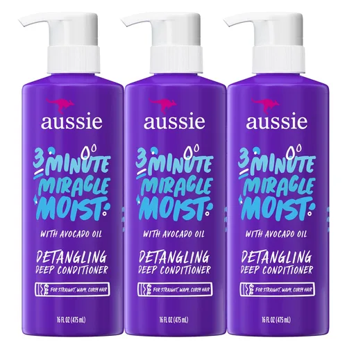 Aussie Acondicionador Profundo Milagroso de 3 Minutos Hidratante para Cabello Seco, Aceite de Aguacate y Jojoba, Seguro para Cabello Teñido,