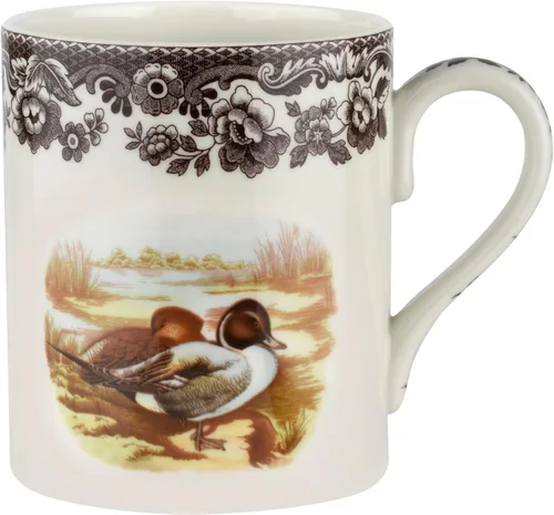 Miniatura 12 de Spode Woodland Rabbit - Taza de porcelana fina de 16 onzas con borde de flores británicas, apta para lavavajillas, microondas, congelador y horno