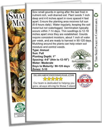 Miniatura 3 de Semillas pequeñas de mezcla de calabazas, más de 25 semillas de reliquia sin OMG de Isla's Garden Seeds, calabazas decorativas únicas, perfectas