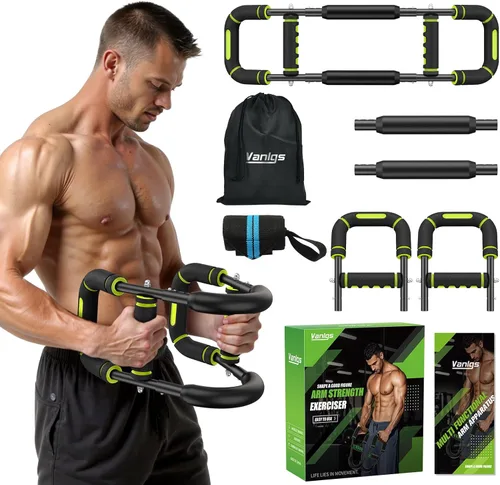 Twister Arm Trainer for Men, Chest Workout Equipment 5-Level Adjustable (40-130lb) with Ergonomic 27° Targets Biceps/Clip/Thigh, Portable Exerciser