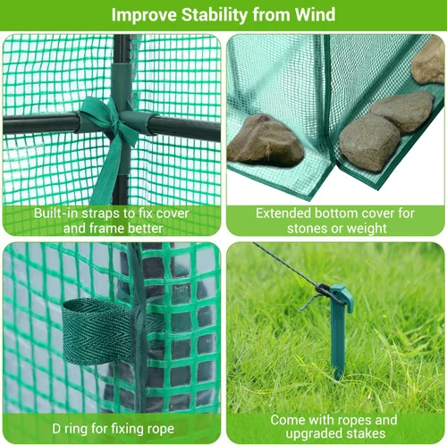 Miniatura 5 de Invernadero para exteriores con ventanas de malla, Ohuhu 4 niveles mejorados 11 estantes invernaderos transitables con cubierta de PE duradera, casa