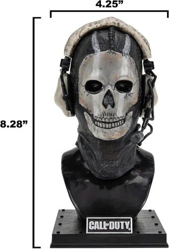 Miniatura 3 de Call of Duty Estatua de busto fantasma: estatua de busto de 8 pulgadas que incluye máscara, auriculares decorativos y soporte de exhibición