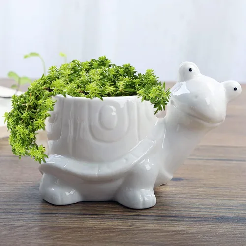 Miniatura 7 de GeLive Maceta de Cerámica para Suculentas de Pájaro Blanco, Maceta para Plantas de Animales, Florero, Caja de Alféizar de Ventana para Bonsái