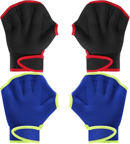 Miniatura 17 de Sumind 2 pares de guantes de natación de neopreno para entrenamiento acuático, guantes de neopreno, para fitness, aeróbicos acuáticos, entrenamiento