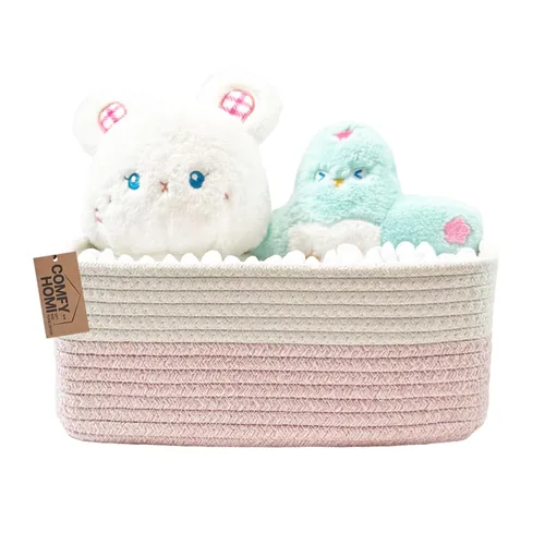 Miniatura 22 de COMFY-HOMI Cesta tejida de cuerda de algodón con asas para estantes, juguetes, libros, cestas de almacenamiento de tela para organizar, organizador